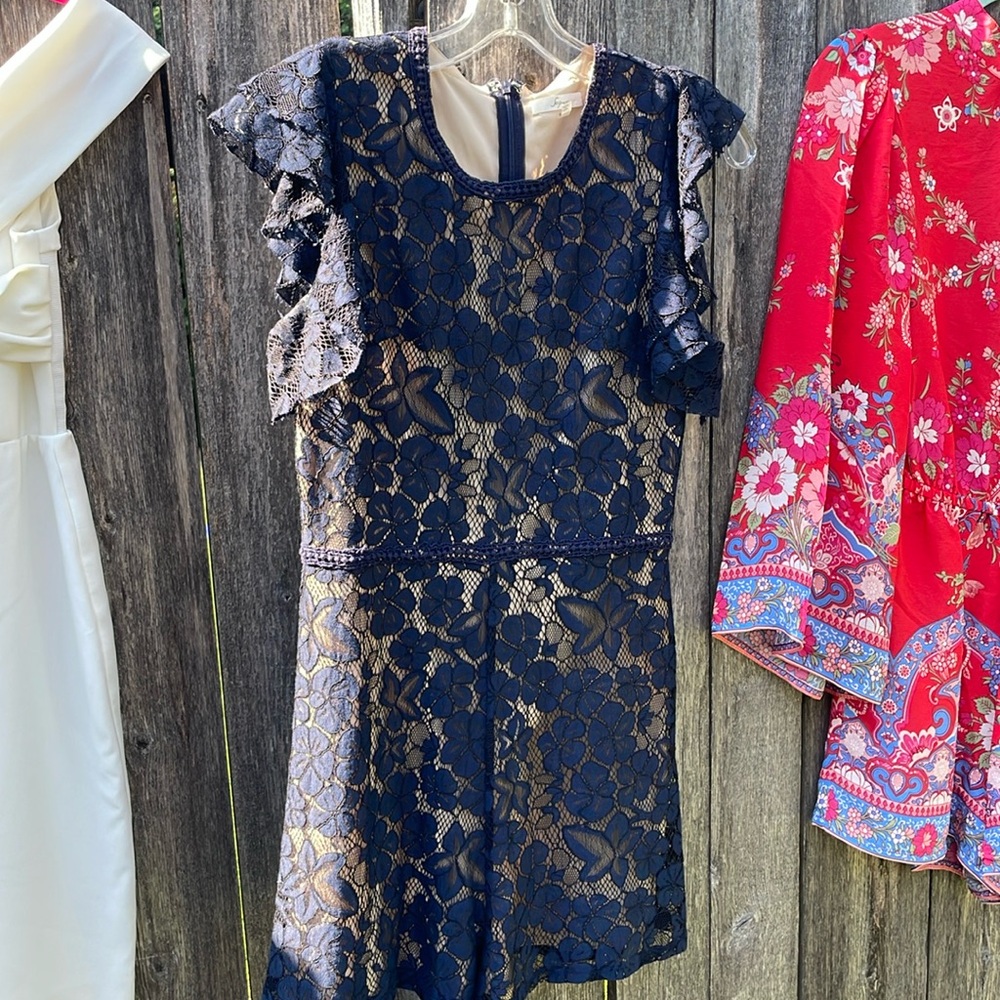 Blue lace romper